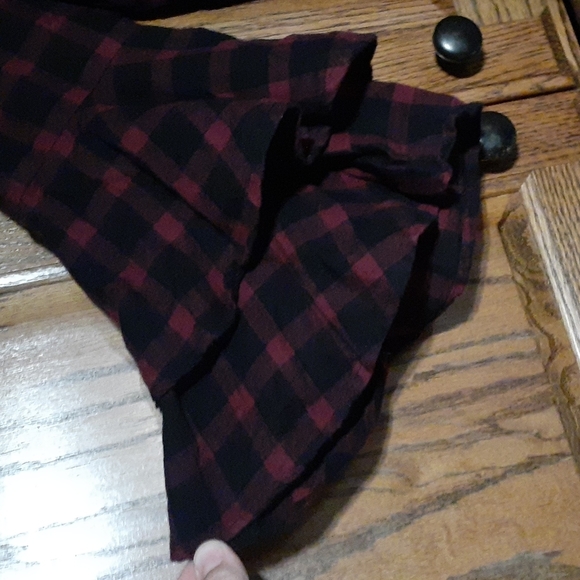 ⭐BEACHLUNCHLOUNGE Red Black Check Dress Ruffle Bell Sleeve Buffalo Cotton Medium - Picture 5 of 10